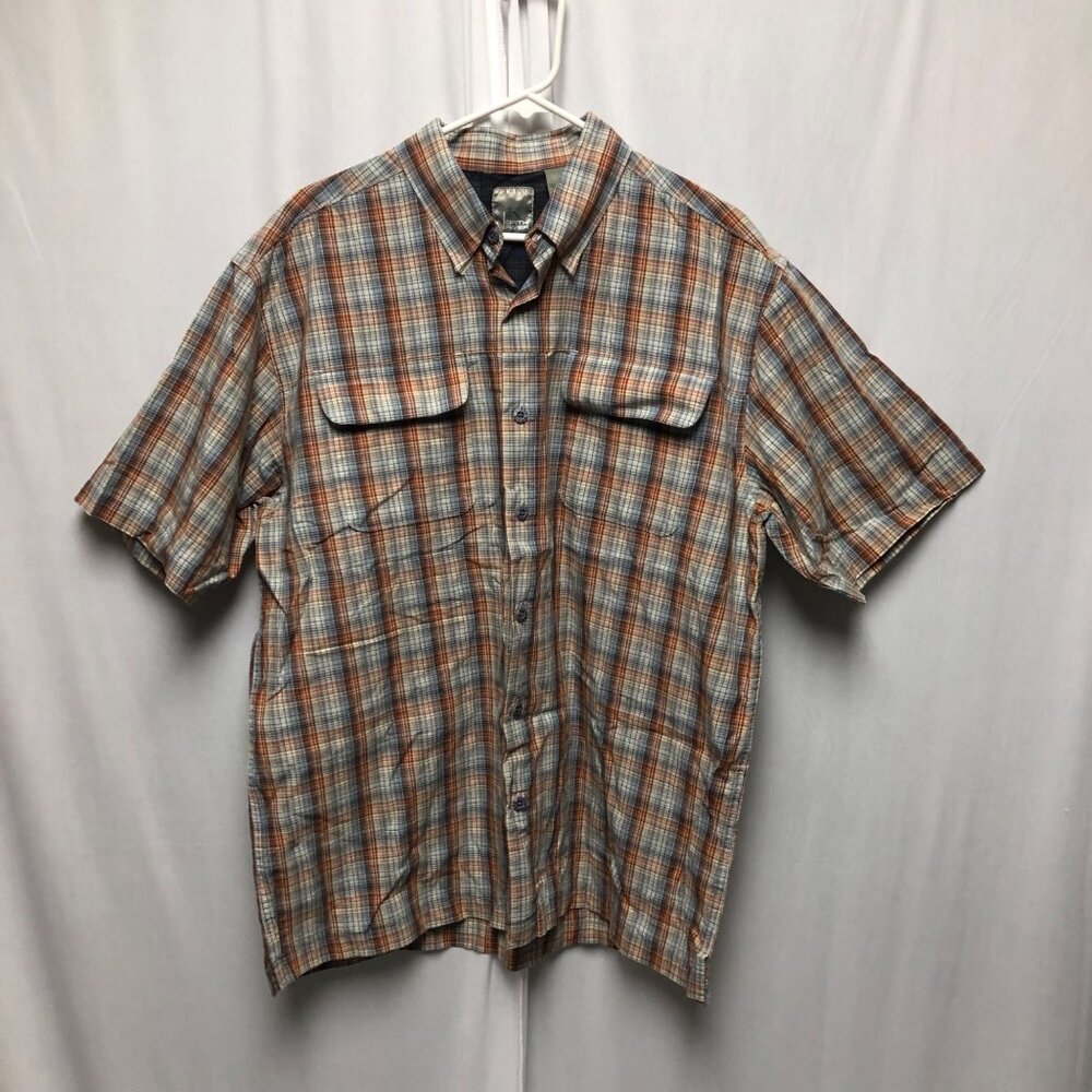 North River Shirt Mens Size Large Plaid Button Down Short Sleeve Cotton Casual